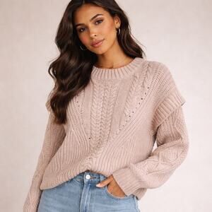 Jamison Cable Knit Sweater – Oatmeal – Size M